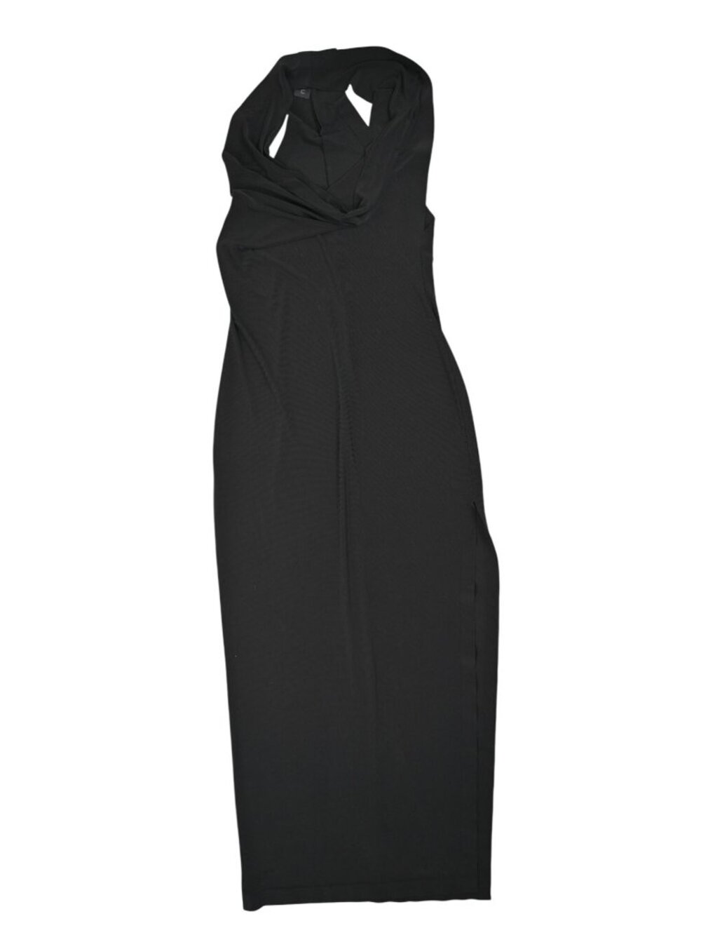 Norma Kamali Halter Neeta Gown with Slit in Black